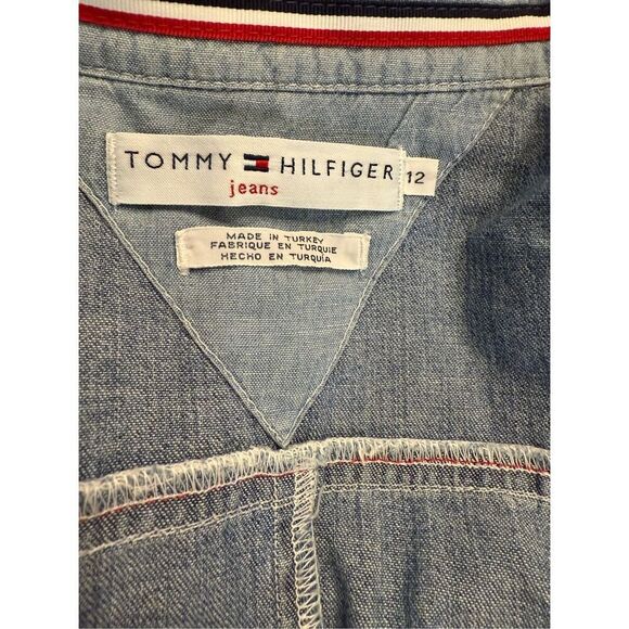 Tommy Hilfiger Women’s Denim Dress Sz. 12 Snap Button Front Short Sleeve - Picture 9 of 11